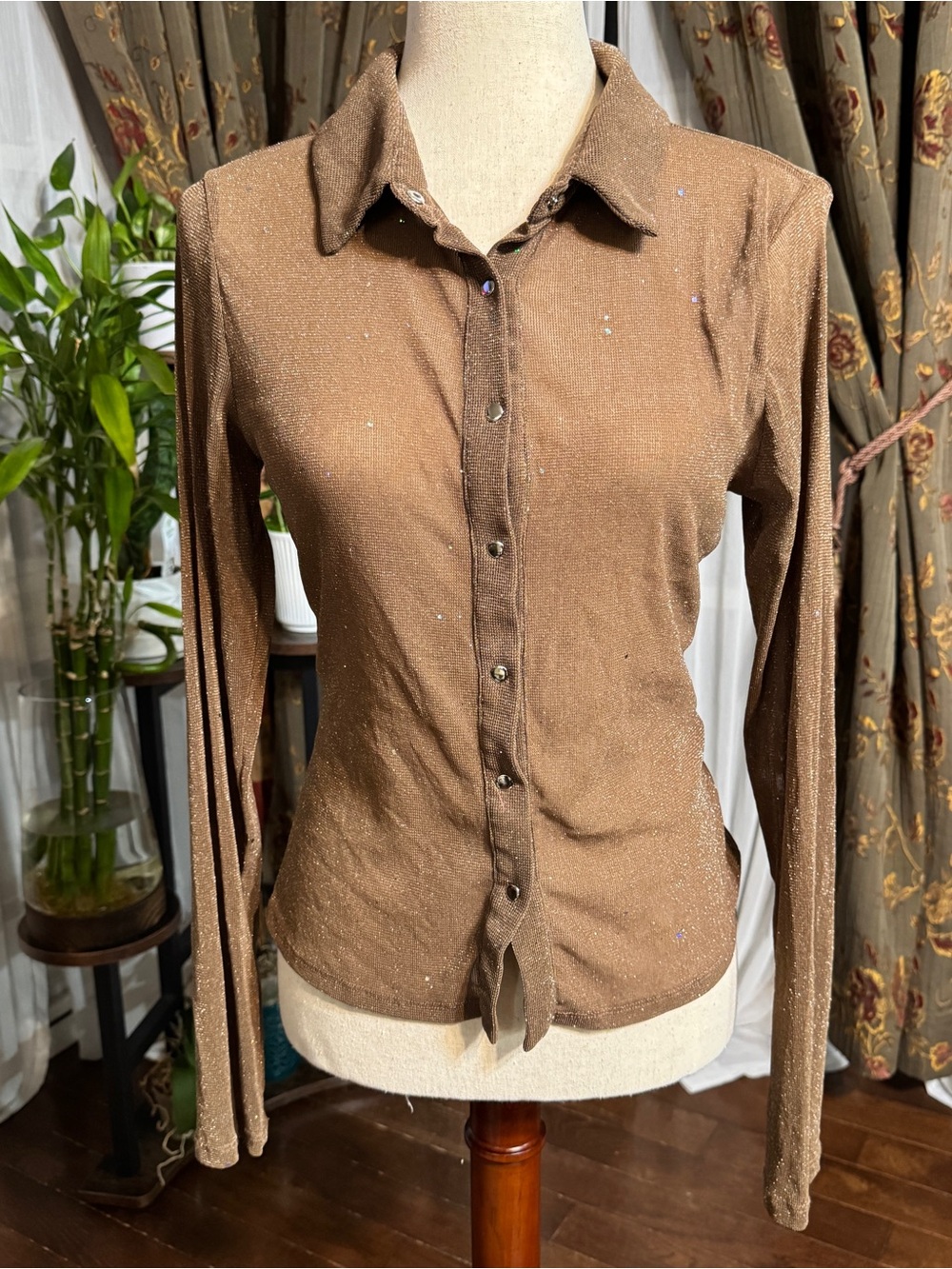 Princess Polly Brown Long-Sleeve Button Down Shirt